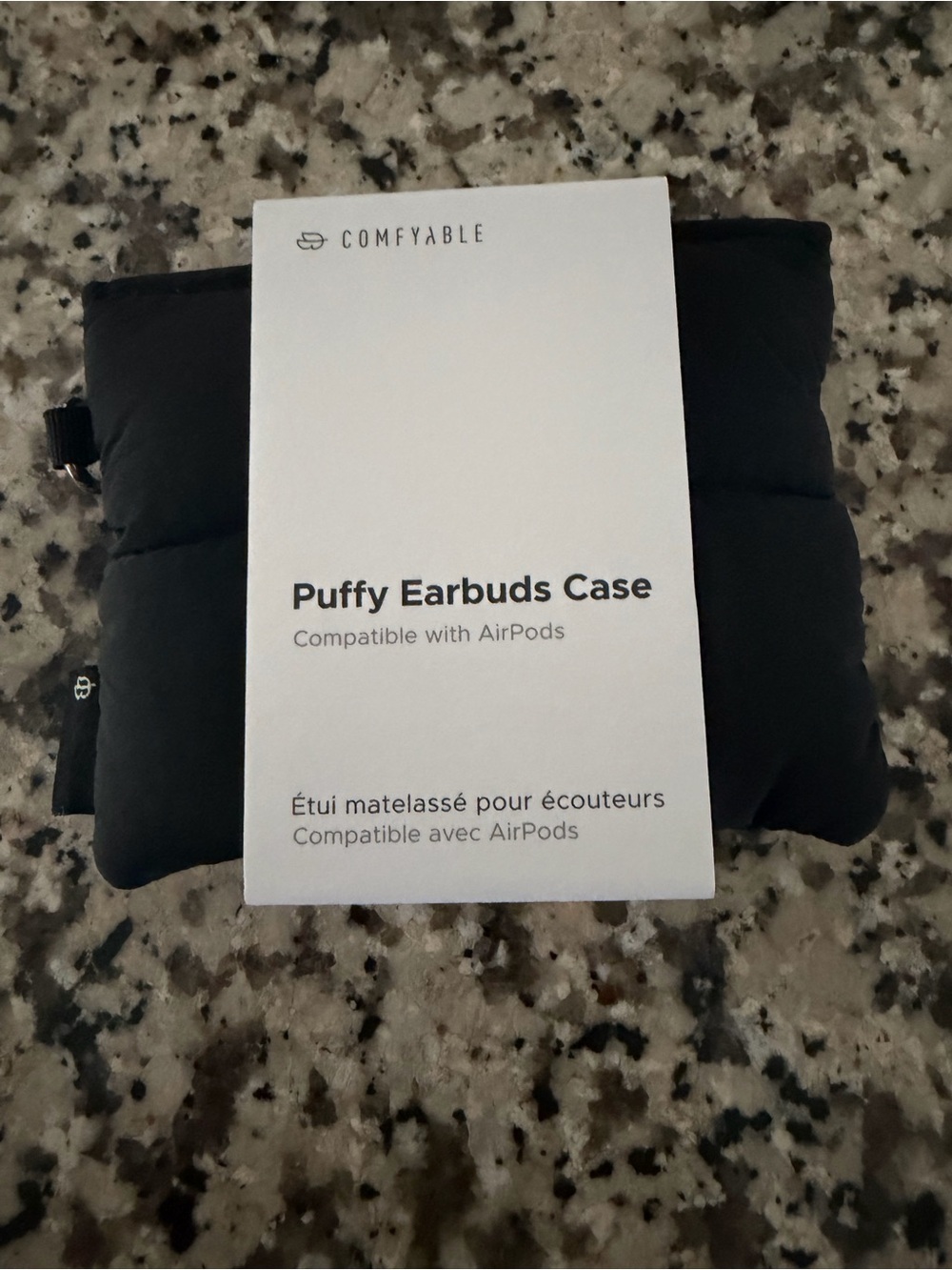 Black Puffy Earbud Carrying Case Compatible With Air Pods